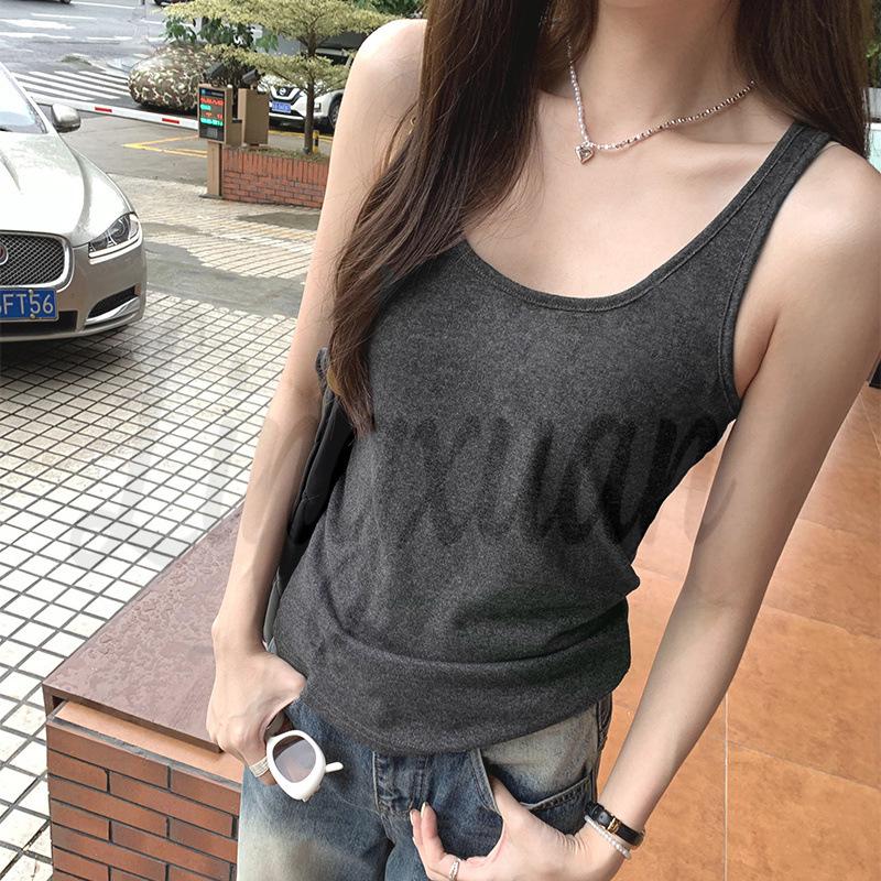 Summer 2026 Seaside U-Neck White Sports Vest - Sleeveless Base Layer Top Extra Large