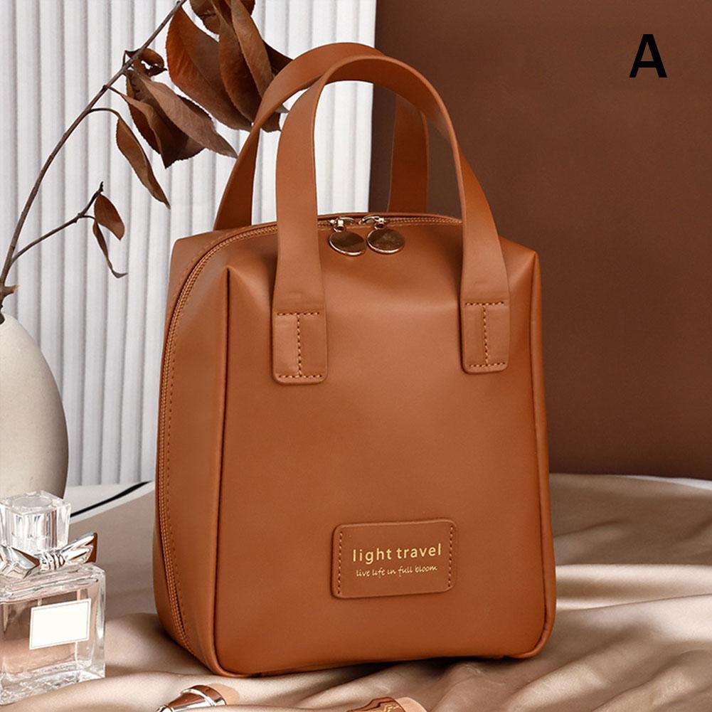 

New Large Capacity Travel Cosmetic Bag Portable Leather Toiletry Bag with Handle Organizer Multifunctional Waterproof Makeup Bag