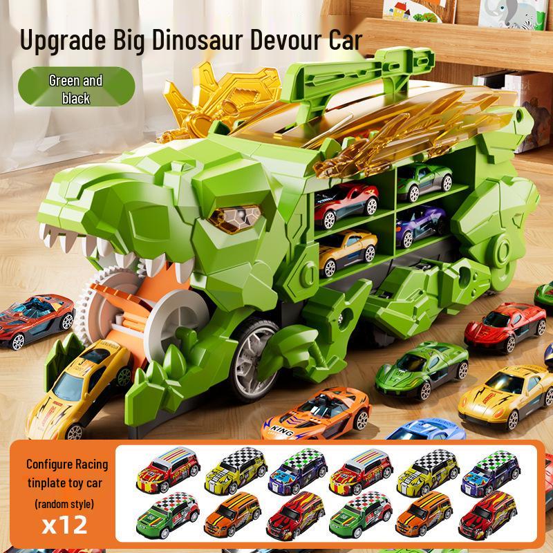 Dinosaur-Themed Folding Ejection Track Set: Children's Educational Alloy Car Toy