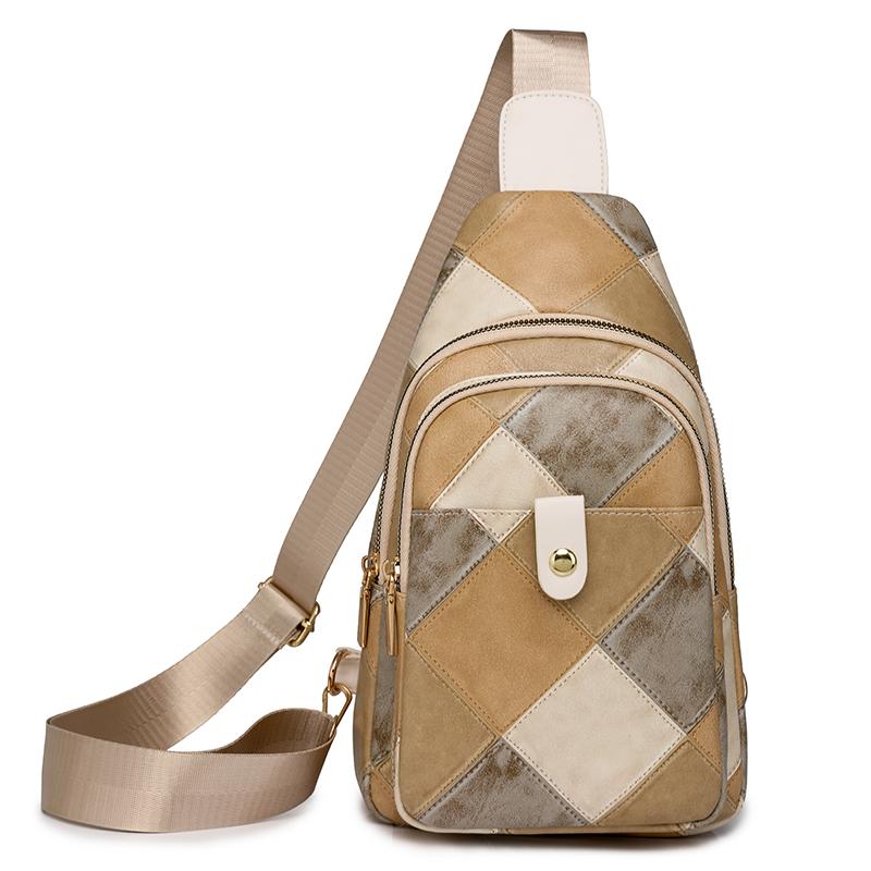 

Женская сумка на грудь большой вместимости с цветными блоками, сумка через плечо хаки
