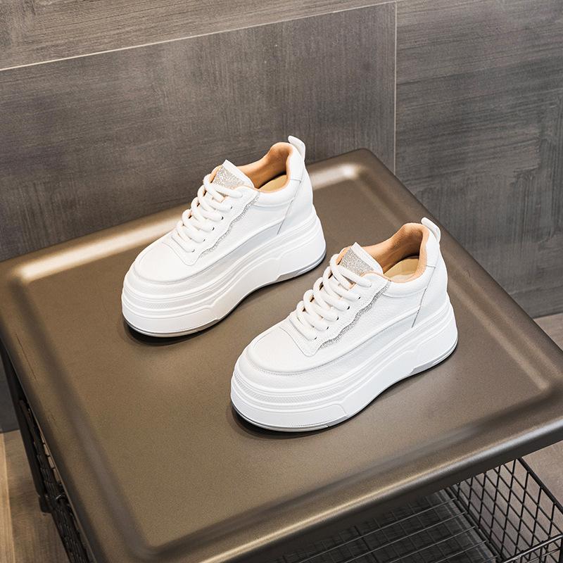 Spring, Autumn and Winter Women's Shoes New Slope Heel Muffin Thick Sole Inner Height Increase Casual Shoes Small White Shoes Short Boots Velvet