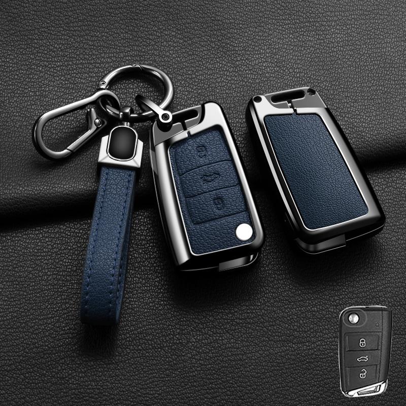 Zinc Alloy Leather Car Key Case For Volkswagen Tiguan Golf 7 Mk7 Mk2 For Seat Ateca Leon Fr 2 Ibizas Koda Octavia Kodiaq