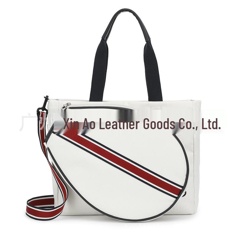 Canvas Striped Tennis Tote: Fashionable Ladies' Crossbody Handbag & Beach Sports Bag