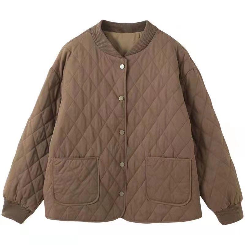 Damen Koreanischer Stil Locker Lässig Leichte Kurze Diamantgesteppte Baumwollwattierte Jacke für Winter
