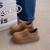 Leather women's 2 new autumn small man height increase casual single shoes one foot