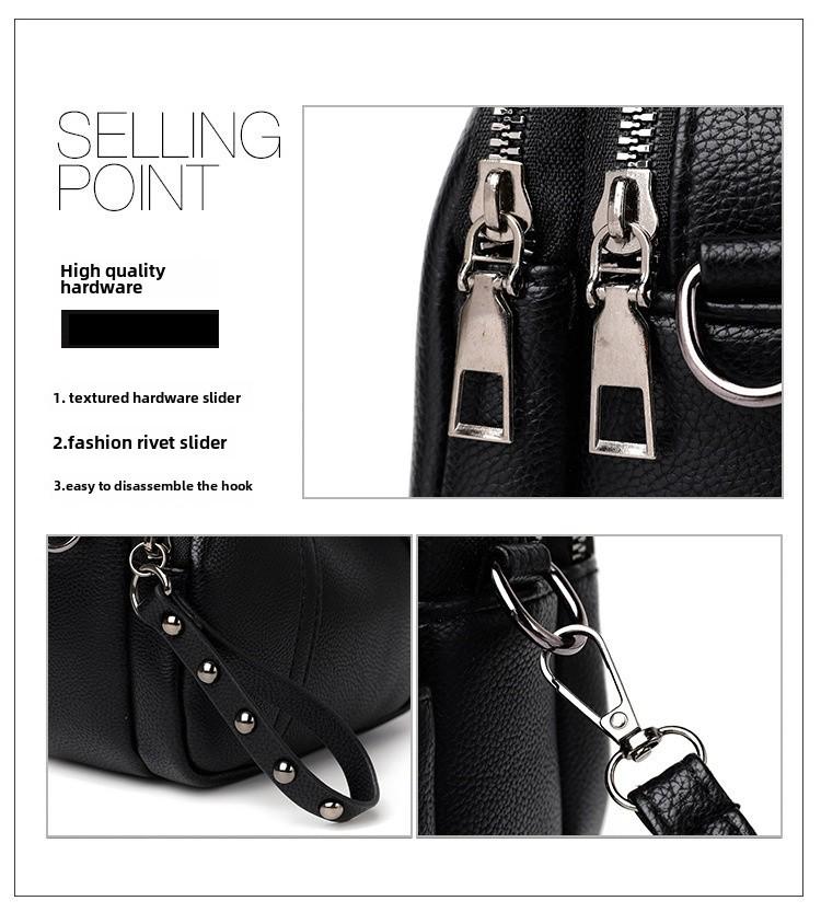 Damen Niet Reißverschluss Kleine Quadratische Taschen, Modische Handy-Taschen, Weiche Leder Umhängetaschen & Messenger Bags