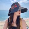 Ethnic Style Women's Sun Hat Solid Color Wide Brim Bucket Cap Simple Bowknot Fishmen Hat  Girl