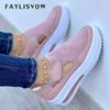 Plattform Turnschuhe Frauen Sommer Atmungsaktive Mesh Klett Keil Casual Sport Schuhe Größe 43 Rutschfeste Frau Vulkanisieren Schuhe