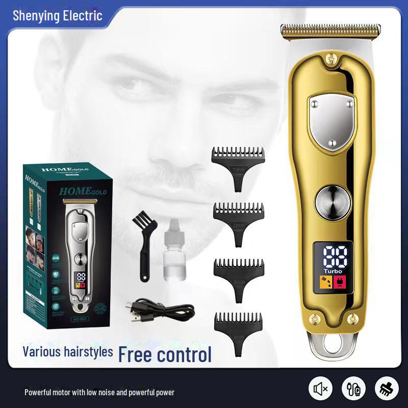 Rechargeable Silent Electric Hair Clipper with Digital Display - Edge & Oil Head, Ideal for Home Use & Hair Salons.