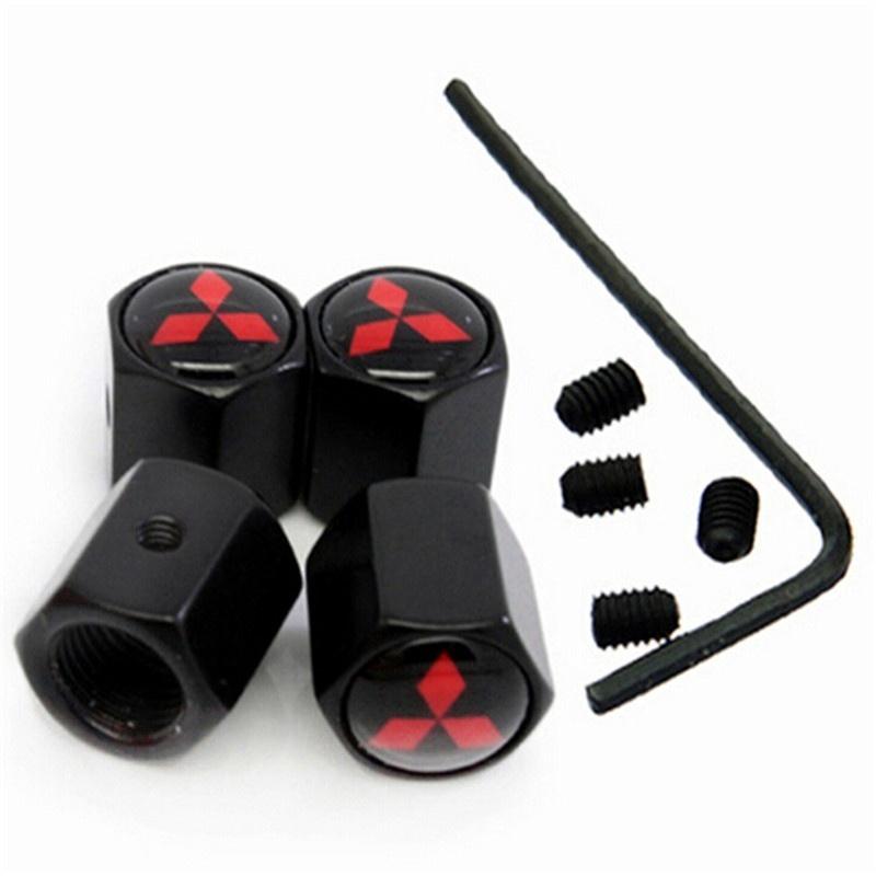 

4PCS/lot Anti-theft Style Black Car Wheel Tire Valve Cap Tyre Dust Cap For Mitsubishi Pajero Lancer червоний