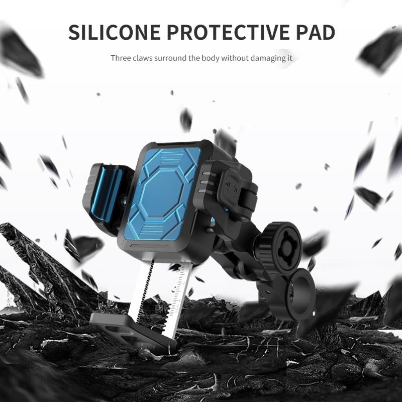 Motorcycle Phone Mount Holder Motorcycle Cellphone Mount, Bike Phone Handlebar Clamp with Anti Theft Lock