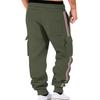Men Cargo Jogger Sweatpants, Elastic Drawstring Waist Side Flap Cargo Pockets Stripe Seam Ribbed Ankle Cuffs Soft Fleece Casual Athletic Trousers