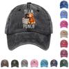 Washed Cotton Baseball Cap With Printed Distressed Soft Top Denim Hat For Men, European And American Retro Hat