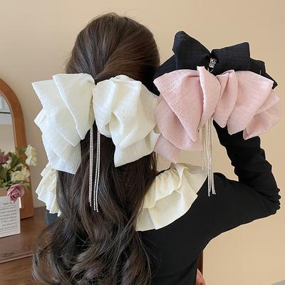 Bow Tassel Hairpin Women's Fashion Light Luxury Spring Clip Versatile Headgear Hair Accessories High Sense