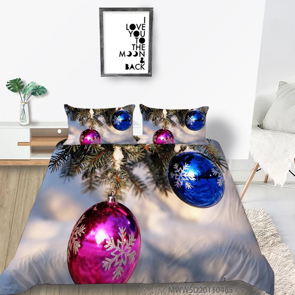 3D Digital Printing Quilt Cover Pillowcase Two Or Three Piece Set Christmas Gift Polyester