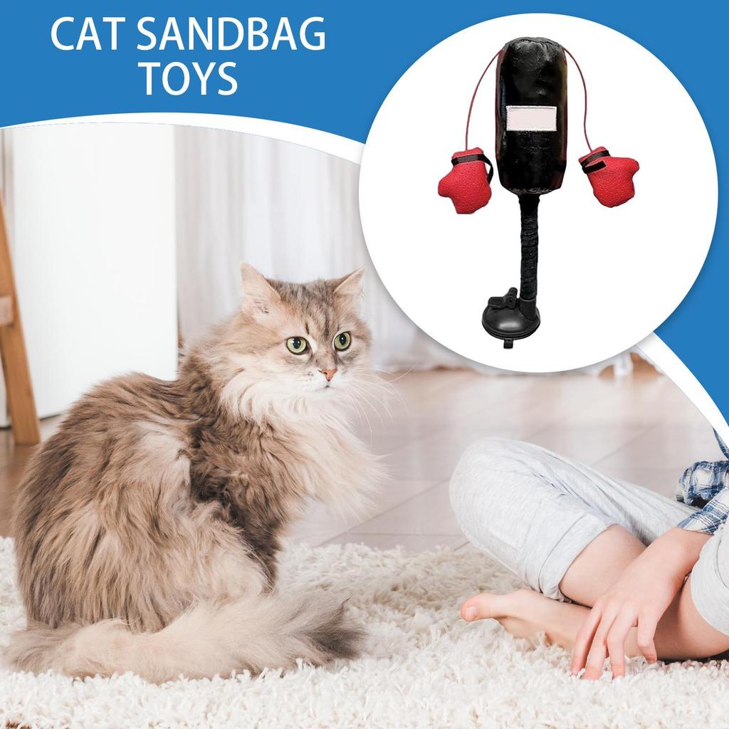 Cat Punching Bag Toy Boxing Punching Cat Bag Toy Interactive Play Sandbags Playset With Gloves Stress Relief Boxing Toys