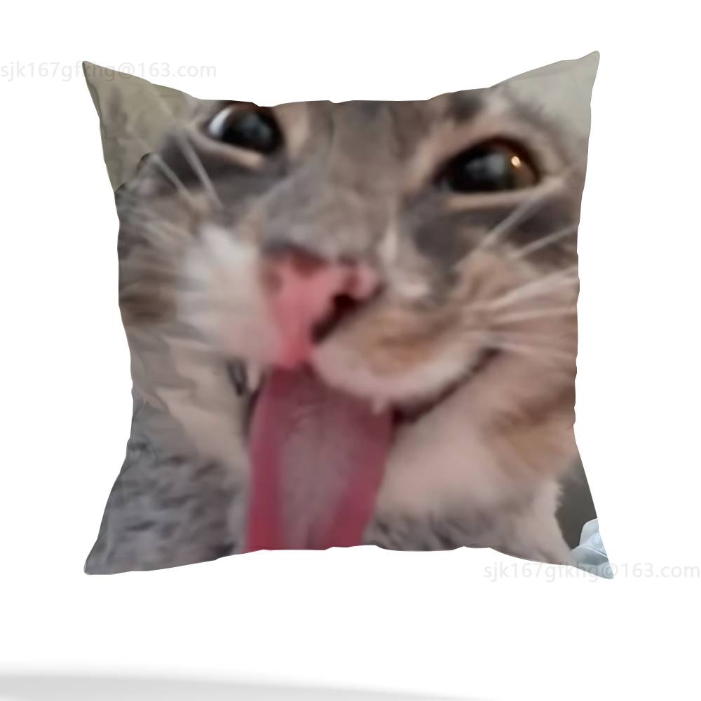 Funny Cat Meme Pillow Case Pillow Case Living Room Sofa Cushion Cover Suitable For Home Bedroom Room Decoration