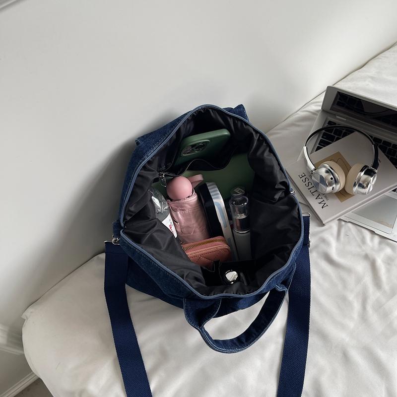 Embroidered Denim Bag Women's Large Capacity Shoulder Crossbody Bag