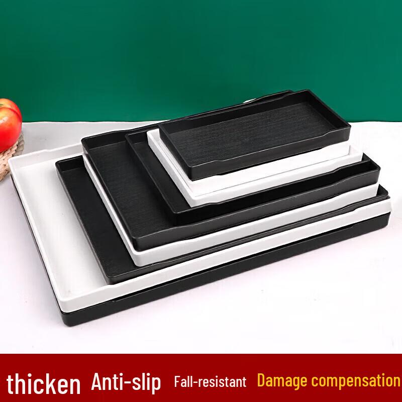 Rectangular Melamine Anti-slip Wood Grain Serving Tray