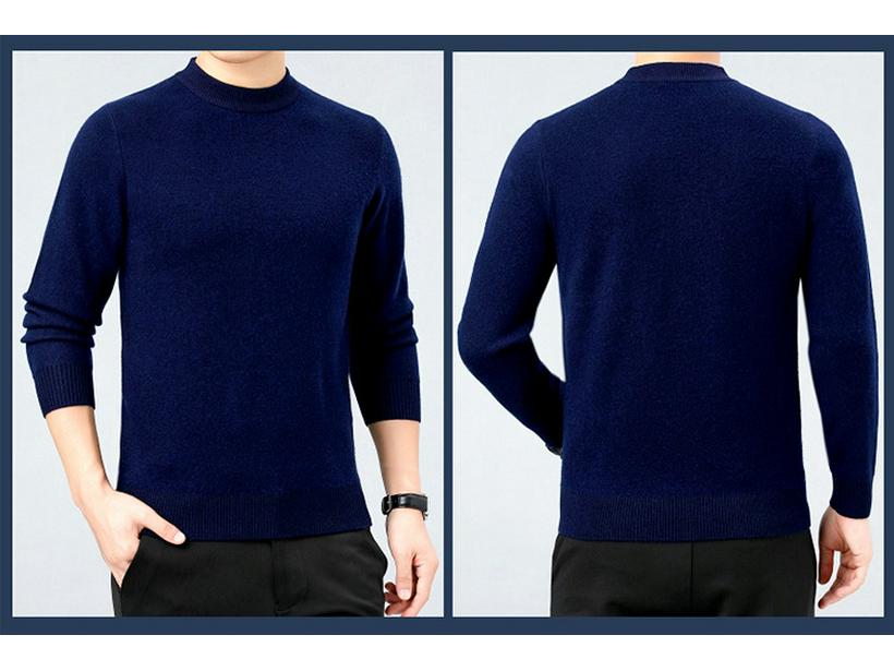 Herren Business Casual dicker Kaschmirpullover - Neuer Stil, Halbhoher Rundhalsausschnitt, 100% Reines Kaschmir, Hochwertige Basisschicht