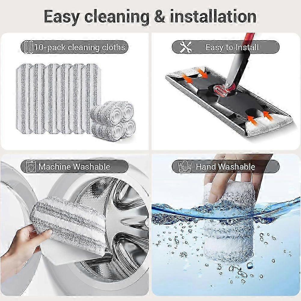 10Pcs Mop Replacement Pads,for O Cedar H2prO Flat Mop System ,Replacment for Vileda H2prO Size Mops 15.94' X 4.33'