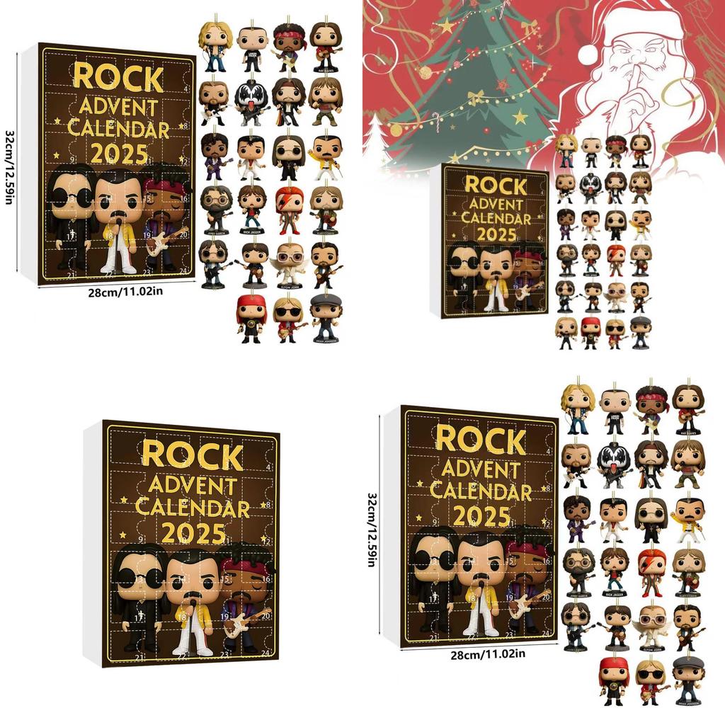 Rocková kapela Vánoční adventní kalendář s akrylovými figurkami pro sváteční výzdobu a obdarování