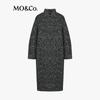 MO&Co. Women's Wool Blend Loose Fit Longline Coat with Belt