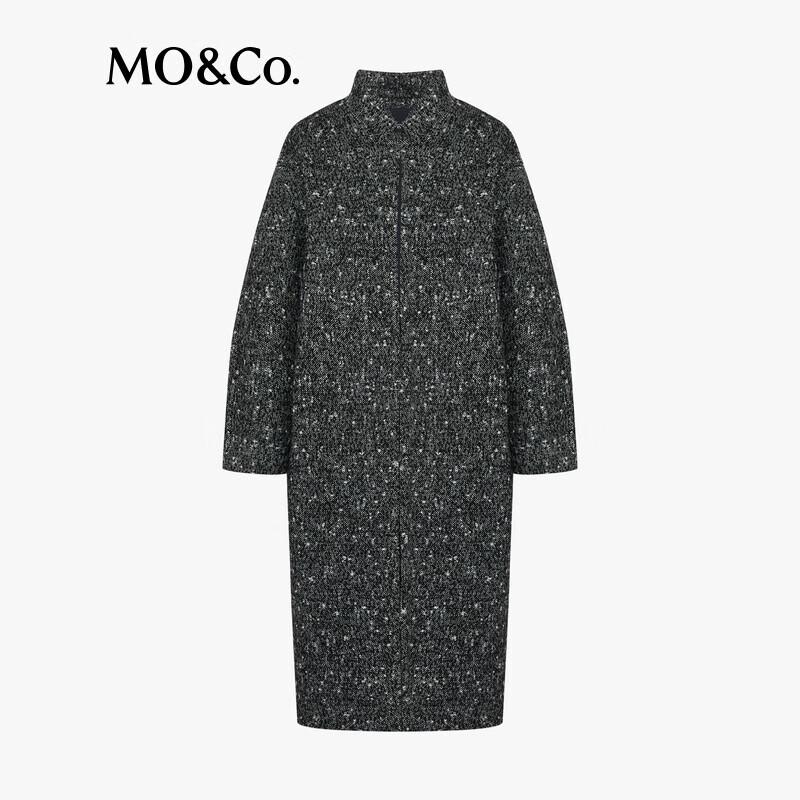 MO&Co. Women's Wool Blend Loose Fit Longline Coat with Belt