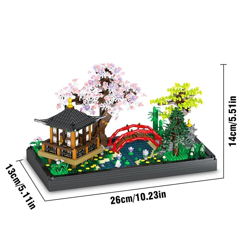 Hof Bausteine Garten Zen Garten Architektur 2280PCS DIY Zusammenbau Steine Spielzeug für Kinder Erwachsene Geschenke für Sammlung