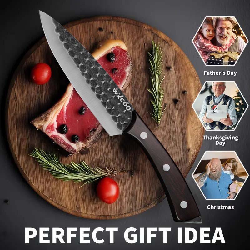 3PCS Stainless Steel Kitchen Chef Knife Hand Forged Boning Knife Cutters Pocket Knife Slicing Cooking Mini Knife Multipurpose Knife