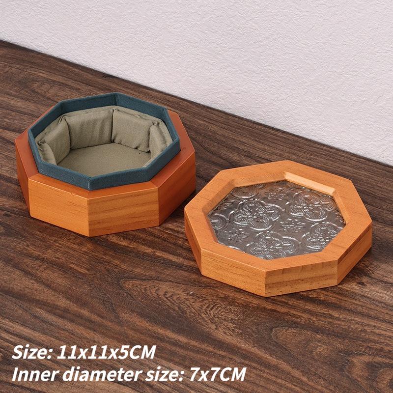 

Crabapple Flower Glass Bracelet Box Luxury Jade Bracelet Storage Boxes Solid Wood Gold Antique Bracelets Organizer Boxes