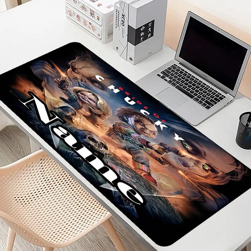 Custom Name Personalized Bride of Chucky Pattern Mousepad, Laptop PC Desk Mat, Decorative Desk Mat for Home Keyboard Pad Gift