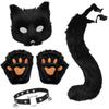 Faux Fur Animal Costume Set Funny Tail Mask Paw Gloves Full Set Plush Cosplay Mask  Halloween