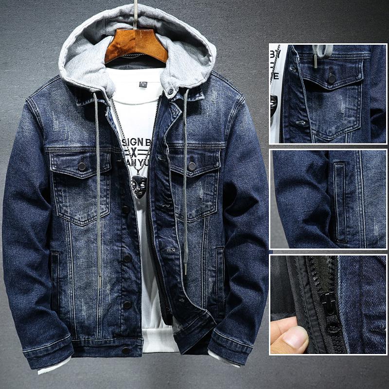 Men's Korean Style Hooded Denim Jacket - Autumn/Winter, Plus Velvet, Thickened, Casual Versatile Workwear
