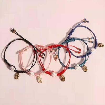 New Fashion Gifts Lucky Cat Bracelet Couple Bangles Handmade Colorful Rope