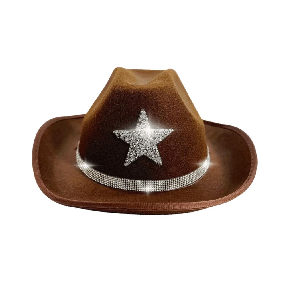 

Sparkling Western Cowboy Hat Star Kids Bucket Hat Retro Summer Sun Hat Children кофейный