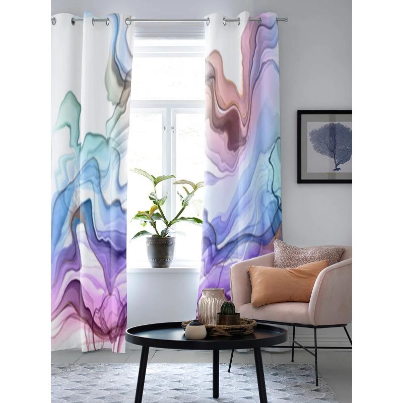 Красочные абстрактные мраморные оконные занавески для детской комнаты — фото 3