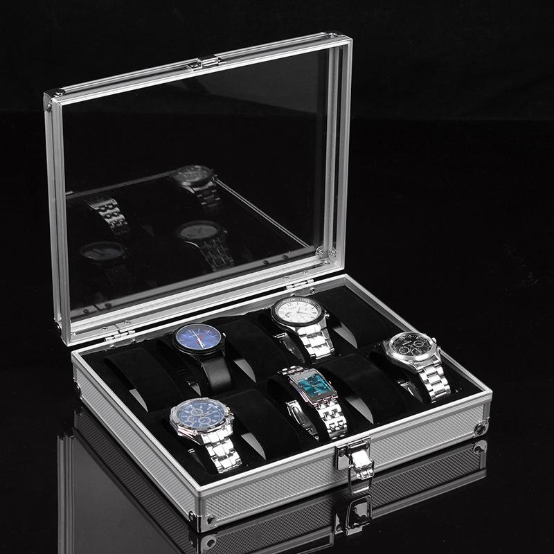 Aluminum Watch Storage Box with Lock - 6/10/12/24 Slots, Drop-Proof Design