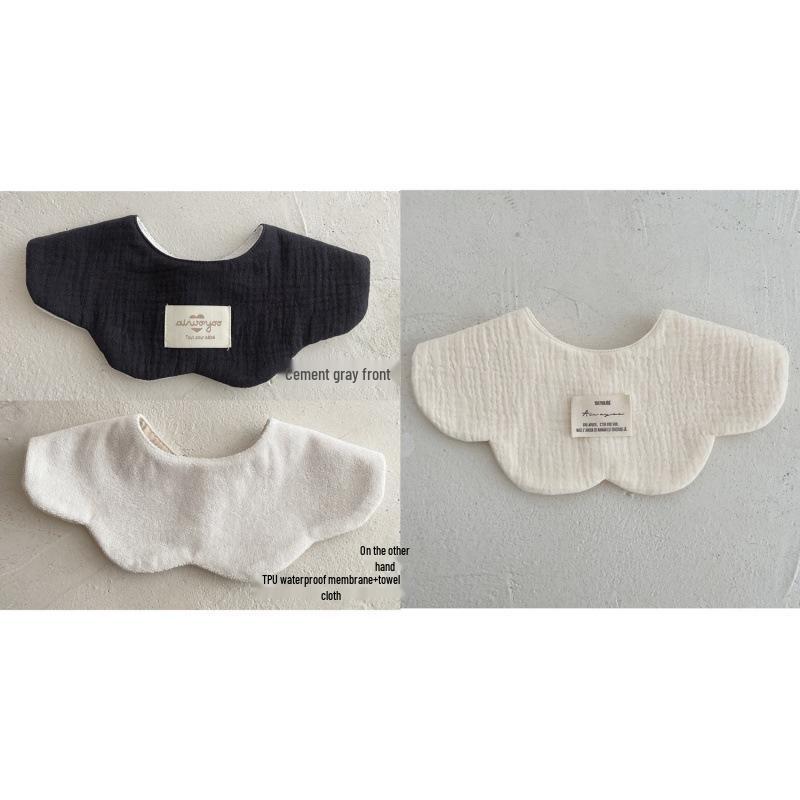Pure Cotton Korean-Style Baby Drool Bib - Lightweight, Absorbent, Anti-Spit Up, Petal Design