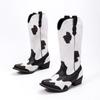 Fashionable Plus-Size Embroidered Mid-Calf Women's Boots: Pointed Toe, Chunky Heel, Sizes 35-46