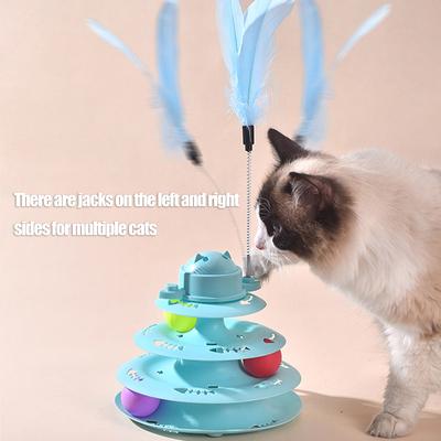 Funny 4-Layer Rotatable Track Amusement Plate Cat Toy Amusing Cat Stick Cat Intelligence Interactive Training Balls Toys