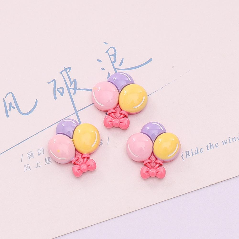 10Pcs New Cute Resin 19*21mm Mini Cartoon Balloon Series Flat Back Manicure Parts Embellishments For Hair Bows Accessories