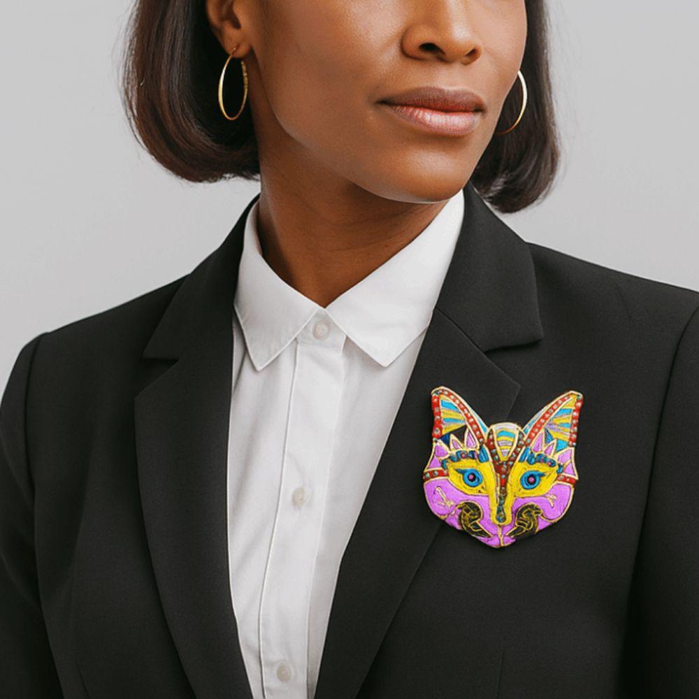 Rhinestone Cat Enamel Brooch Exaggerated Vintage Collar Pin Temperament Drip Oil Brooch  Decoration