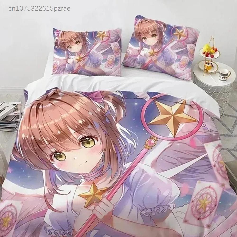 Cardcaptor Sakurar Bedding Set 3D Printed Suitable For Bedroom Duvet Cover Set With Pillowcases Kids Home Textile