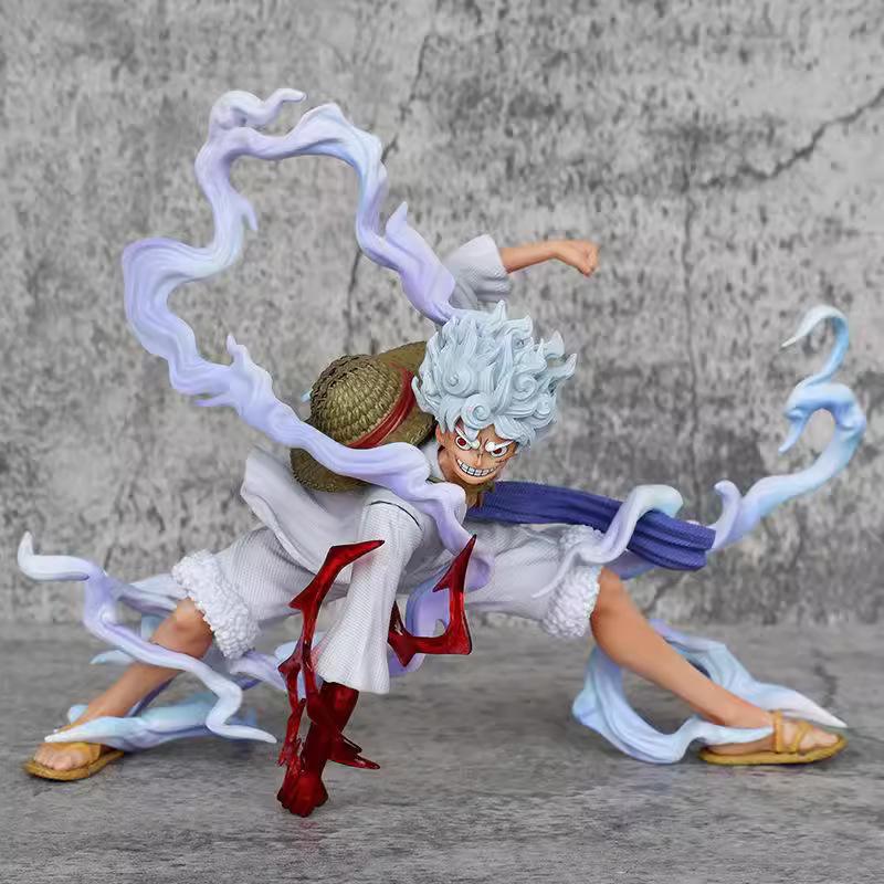 17.5Cm One Piece Anime Figures Nika Luffy Gear 5Th Action Figure Gear 5 Sun God Pvc Figurine Statue Model Decoration Doll Toys