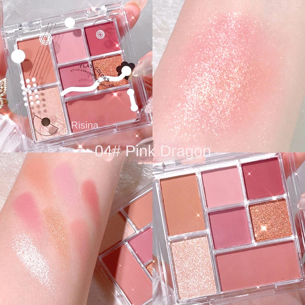 Transparente siebenfarbige Lidschatten-Palette, perlmatt, große, erdige Farbfixierung, All-in-One-Palette, Fixierpalette, Lidschatten-Palette