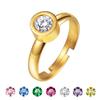 Stainless Steel Round Stone Rings Cuff for Woman Man Adjustable DIY 7pcs Stones Changable Unisex BFF Lover Couple Jewelry