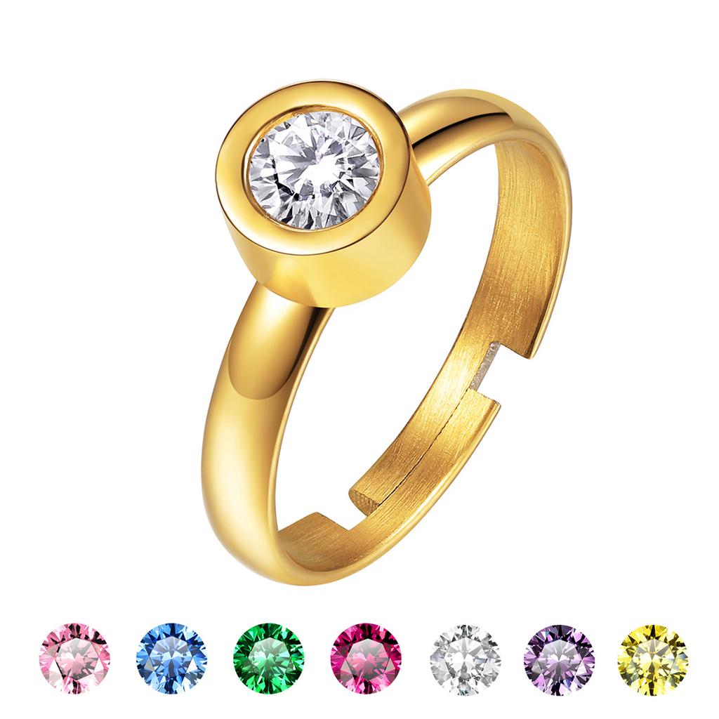 Stainless Steel Round Stone Rings Cuff for Woman Man Adjustable DIY 7pcs Stones Changable Unisex BFF Lover Couple Jewelry