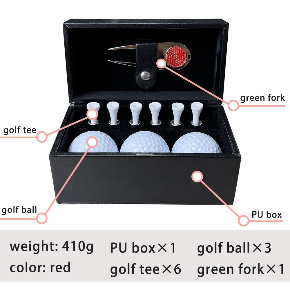 Luxusní kožený golfový dárkový set, Vlastní vysoce kvalitní značkovač jamky, Krabička na uložení golfových míčků a týček, Prémiový golfový suvenýr