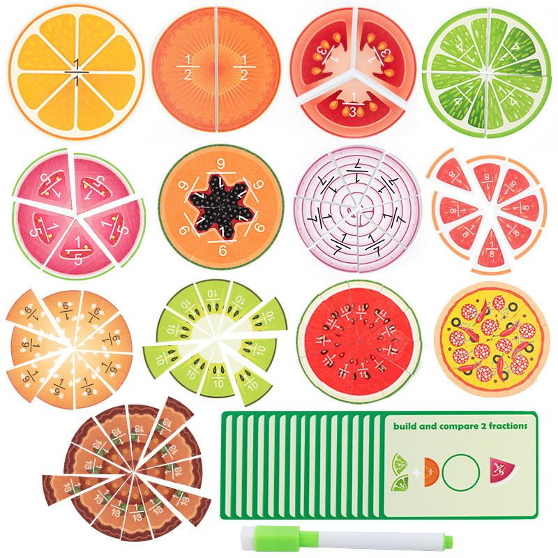 Kids Fruit Educational Fraction Board For Early Childhood Math Skills Building